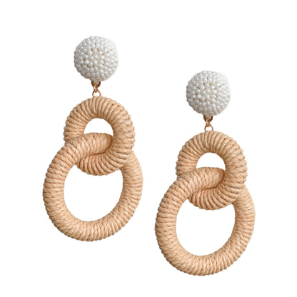 Earrings / Nantucket Raffia / Natural White
