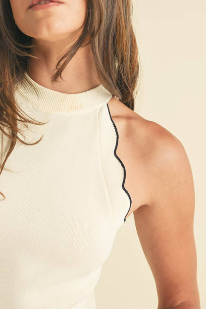 Scallop Edge Knit Halter Top