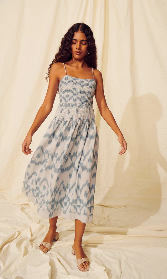 The Adalene Indigo Midi Dress