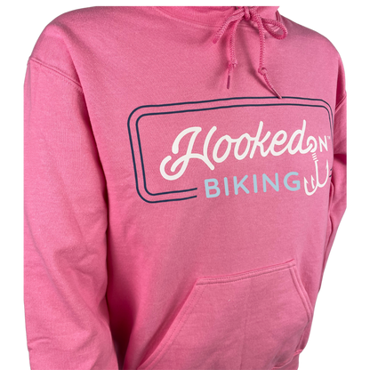 Hooked On Customizable Hoodie Peony Pink with Navy/White