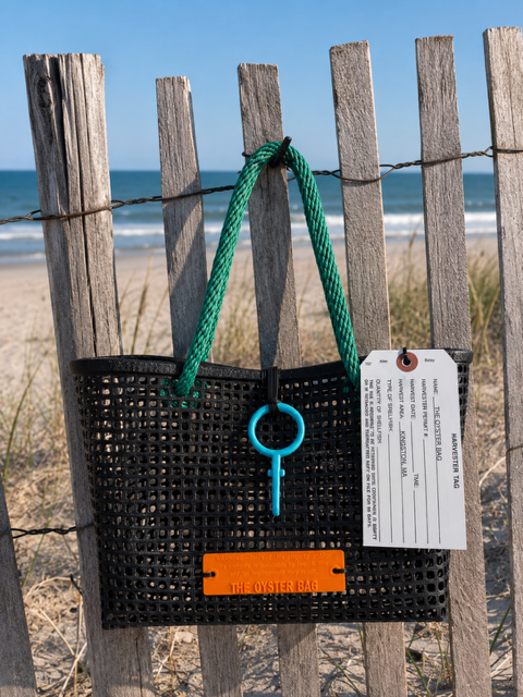 Oyster Bag /  Mini Market / Kelly Green Handle