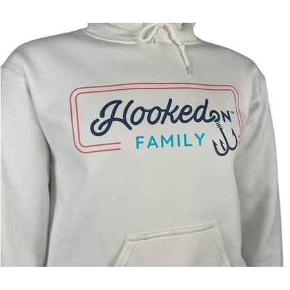 Hooked On Customizable Hoodie White with Red/Navy