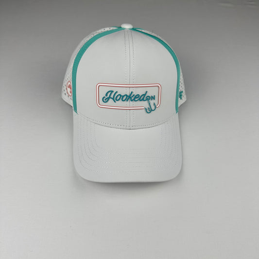 Hooked On x Fury Ace Cap White/Teal with Red
