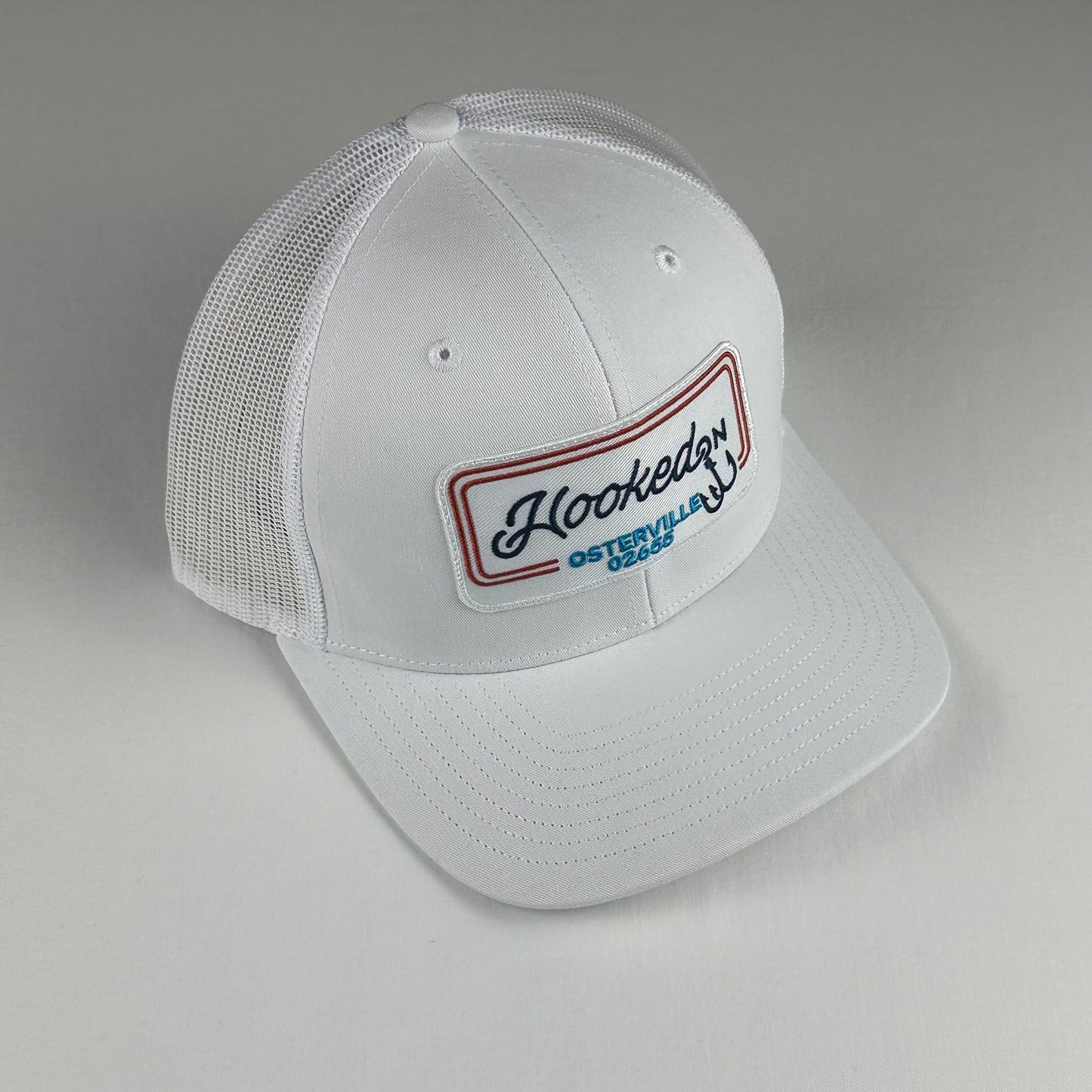 Hooked On Trucker Cap White with Red/Navy/Teal