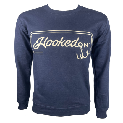 Hooked On Customizable Crewneck Navy with Sand
