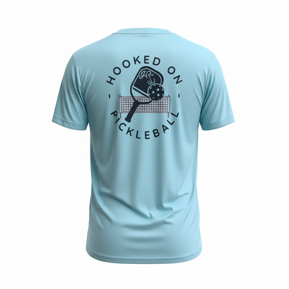 Hooked on Pickleball Short Sleeve Performance Tee's / Ice Blue