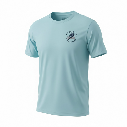 Hooked on Pickleball Short Sleeve Performance Tee's / Ice Blue