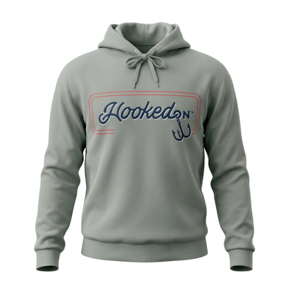 Hooked On Customizable Hoodie / Sage with Red, White, Blue 3D Logo