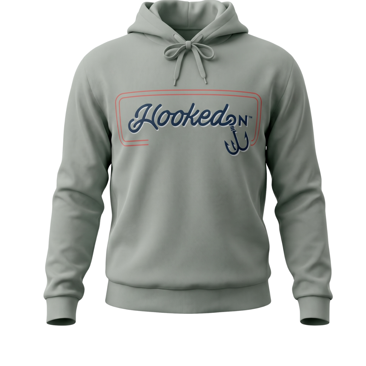 Hooked On Customizable Hoodie / Sage with Red, White, Blue 3D Logo