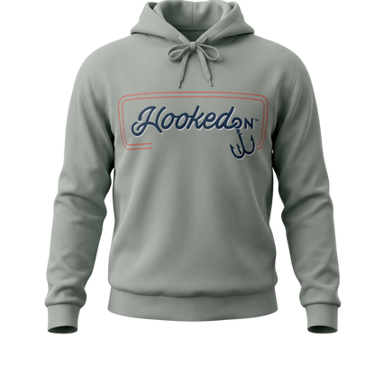 Hooked On Customizable Hoodie / Sage with Red, White, Blue 3D Logo