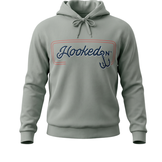 Hooked On Customizable Hoodie / Sage with Red, White, Blue 3D Logo