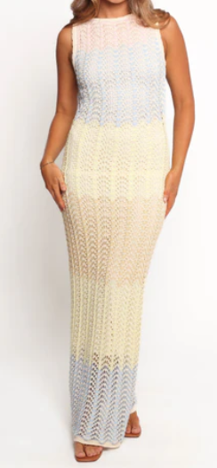 De Mer Knit Pointelle Maxi Dress / Multi