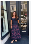 The Serena Maxi Skirt  Navy / Hot Pink Embroidery