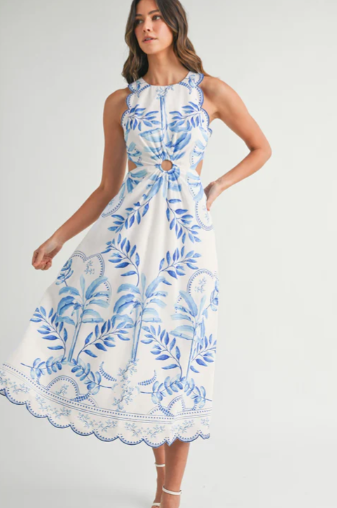 Set Sail Scallop Hed Midi / Blue
