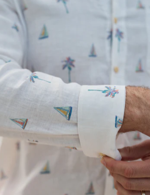The Yacht Club Long Sleeve Linen Shirt / White