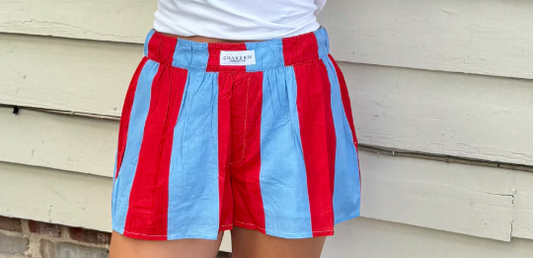 Awning Stripe Shorts / Red / Blue