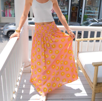 The Serena Maxi Skirt / Pink Starburst