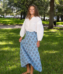 The Hanley Midi Skirt / Dusty Sky Bloom