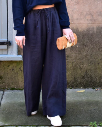 The Linen Palazzo Pants / Navy