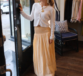 The Serena Maxi Skirt / Yellow Check