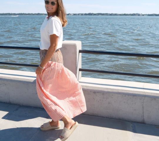 The Daisy Skirt / Salmon / Brown