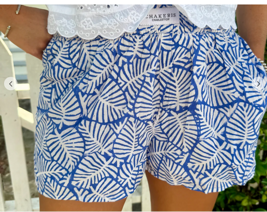 The Blue Palm Leaf Shorts