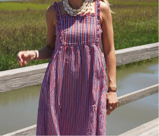 Dresses /  The Chloe Midi / Firecracker Stripe