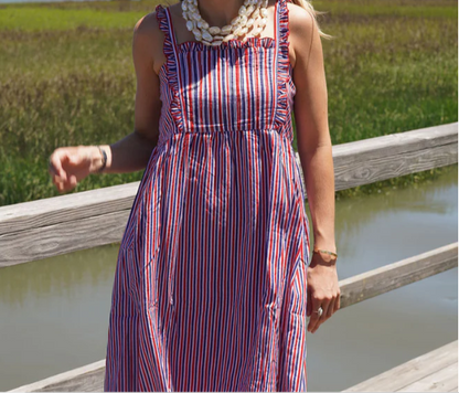 Dresses /  The Chloe Midi / Firecracker Stripe