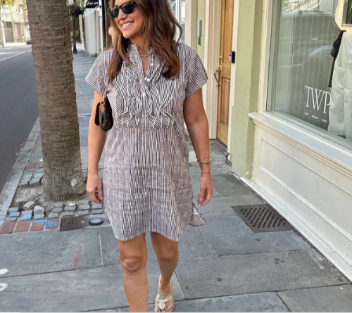 Dresses / Finnegan Short Dress / Brown Stripe