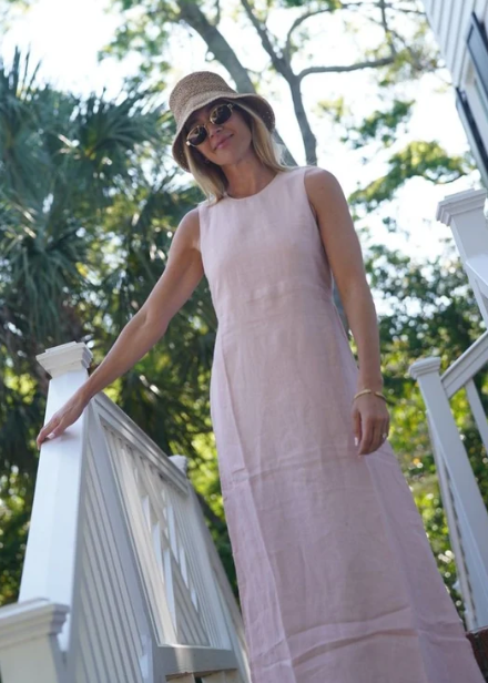 Dresses / Isabella Linen Maxi / Lt Pink