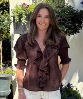 Tops / Amelia Ruffle Top / Brown