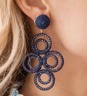 Chloe Raffia Earring / Navy