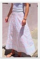 The Hanley Midi Skirt White / Light Pink Embroidery