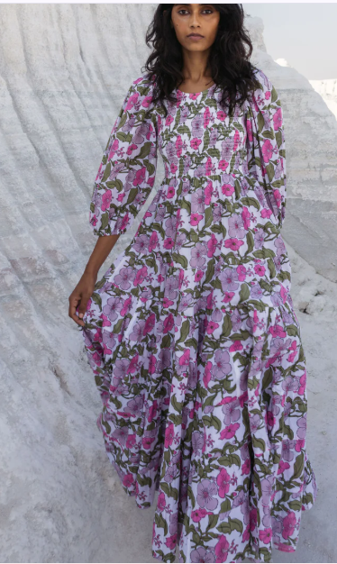 The Flower Power Maxi  Hot Pink / Green