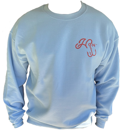 Hooked On Crewneck Sky Blue with Red/Navy