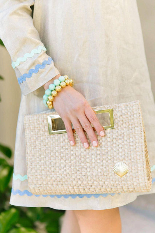 Straw Chloe Clutch / Scallop Shell