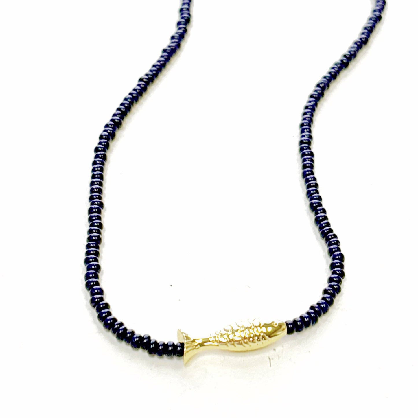 Lucky Fish Beaded Necklace / Lilac