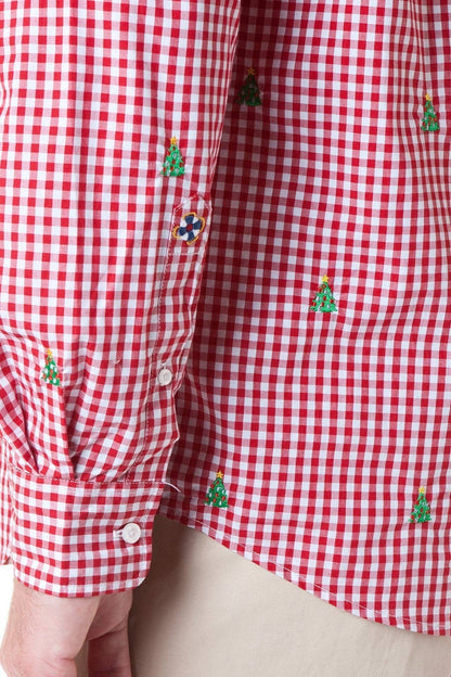 Castaway / The Straight Wharf Gingham Shirt / Red / Christmas Trees