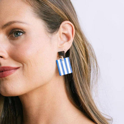 Earrings /  Block / Blue / White
