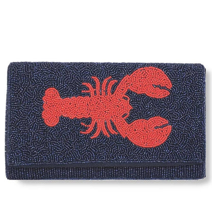 Beaded Harper Navy with Red Lobster Clutch