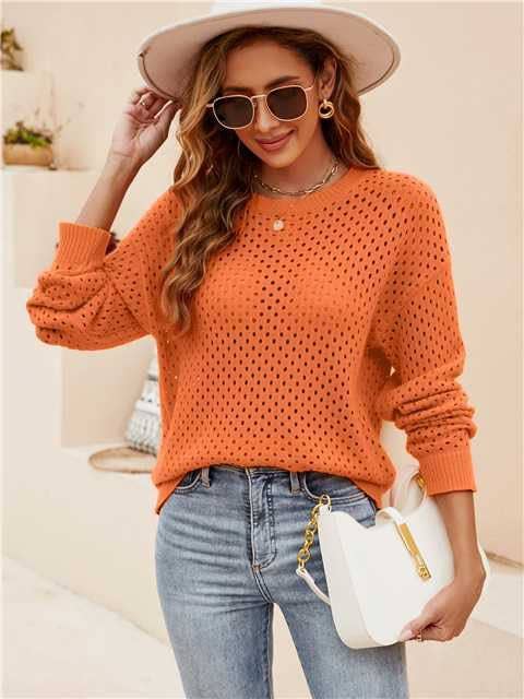 Open Knit Top - Orange
