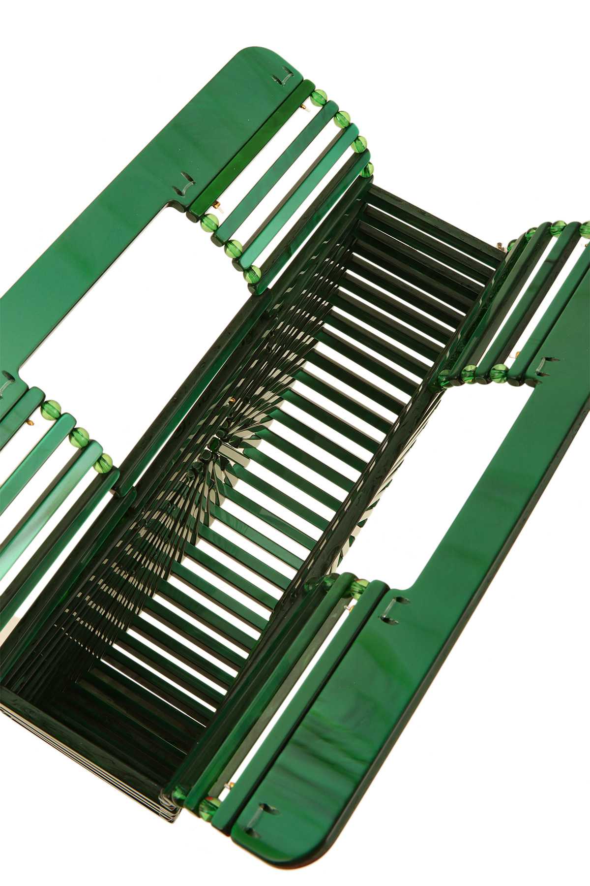 Bamboo Acrylic Clutch Handbag / Green