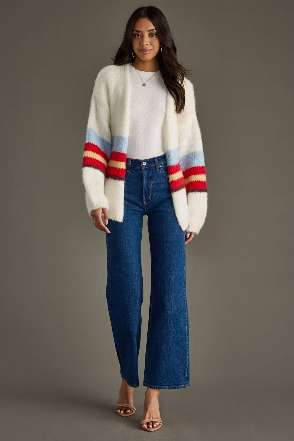 Soft Ivory Striped Cardigan