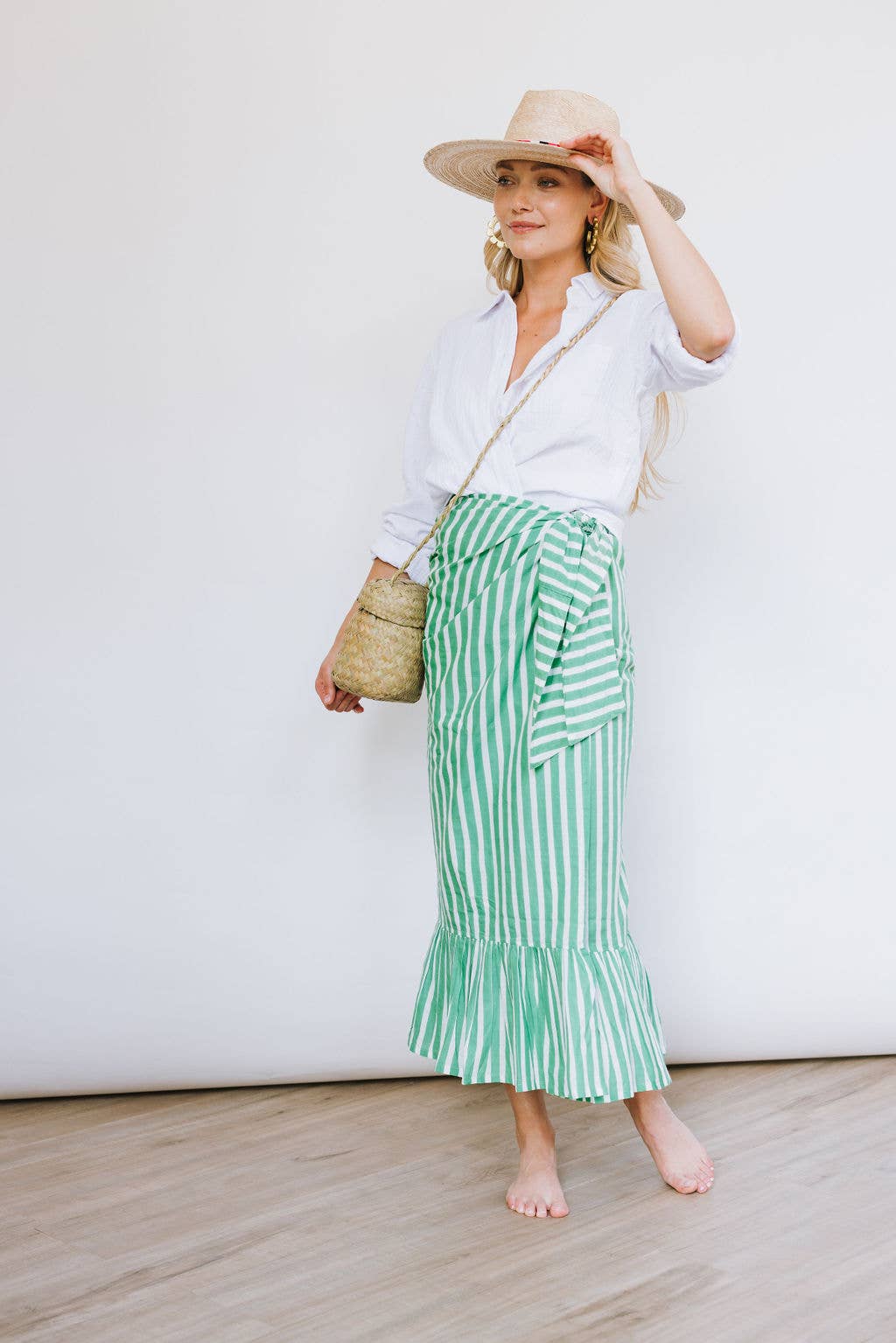 Sarong /  Vienna Green and White Stripe  O/S