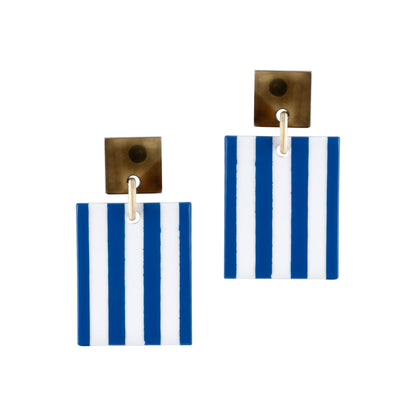 Earrings /  Block / Blue / White