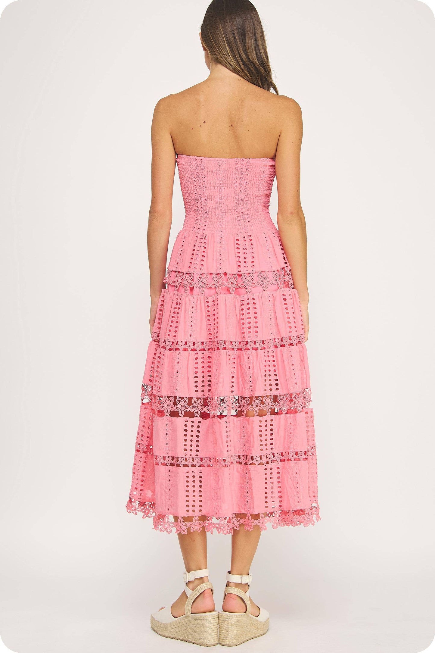 Dress / Eyelet Lace Tube Dress / Confetti Pink