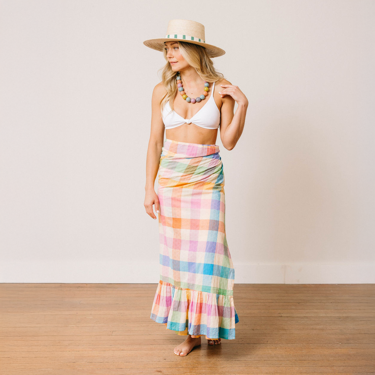 Sarong / Rainbow Plaid Vienna / One Size