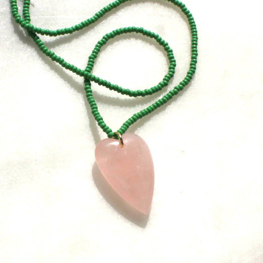 Esti Stone Heart Necklace / Pink & Green