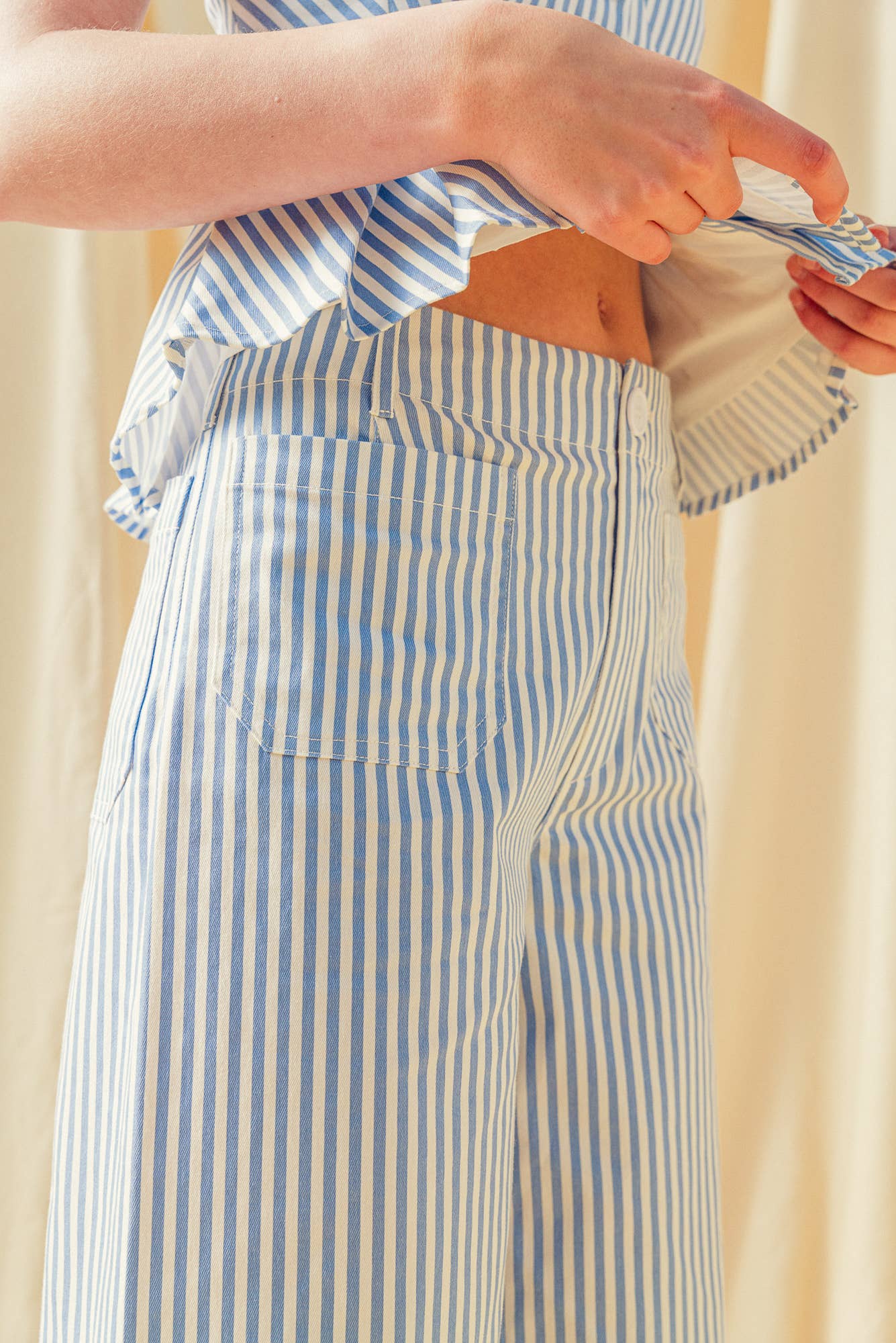 Pants / Front Pocket Stripe Stretch  Pants / Lt Blue