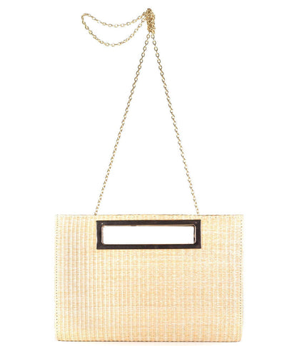 Straw Chloe Clutch / Scallop Shell
